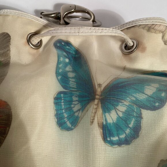 Vintage 90s Nordstrom BUTTERFLY Mesh & Leather Backpack, made in Italy - Picture 11 of 15
